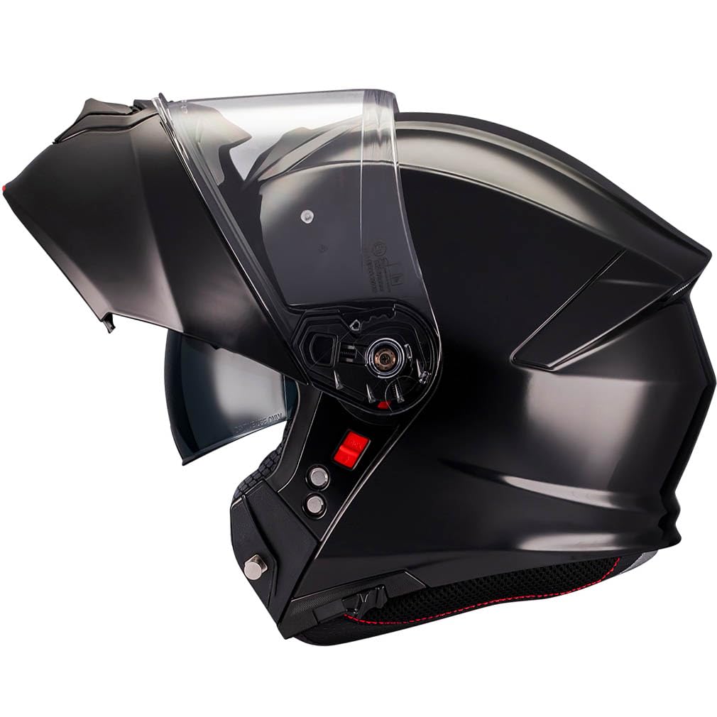 MT Genesis SV Pure Designed Negro Brillo - Casco de Moto Modular Abatible con Visor Solar - Helmets Unisex Hombre y Mujer - Homologado P/J ECE 22.06