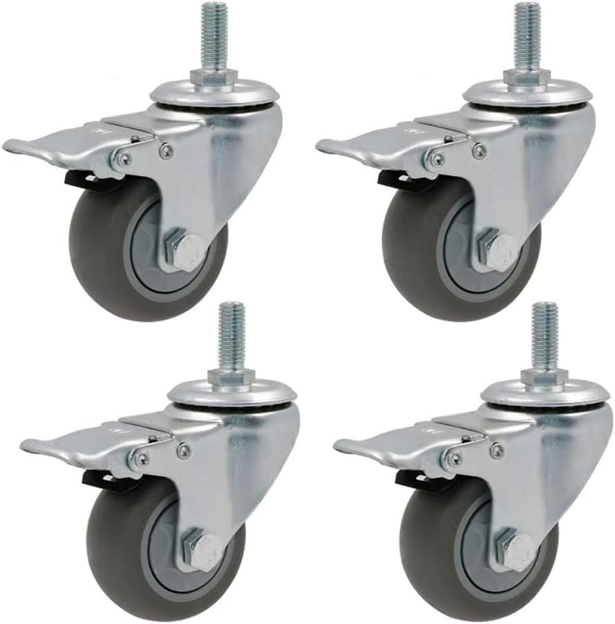 BAFAFA Plate Casters 3''/4''/5'' Rubber Casters Thread M12
