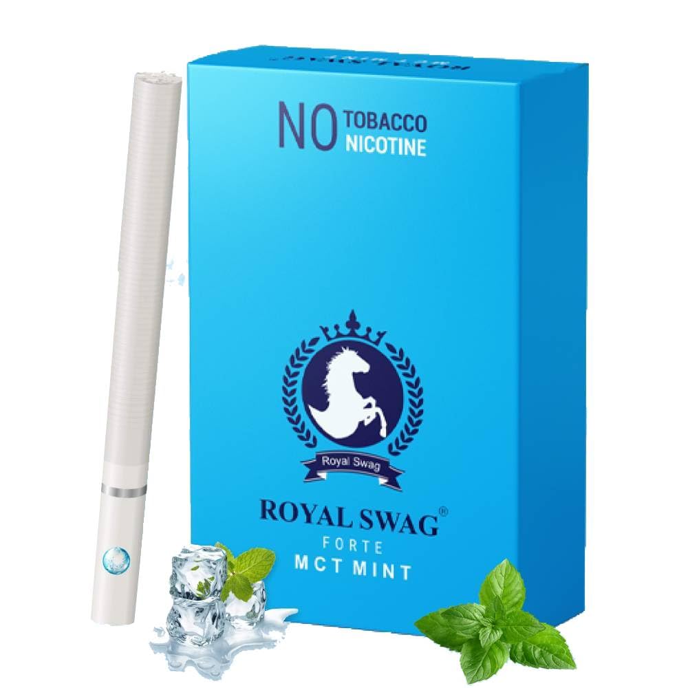 ROYAL SWAG Herbal Cigarettes 100% Tobacco Free and Nicotine Free Mint Flavoured(Pack Of 10 Sticks) With Ayurvedic and Natural Herbs Clove, Tulsi & Green Tea| Herbal Smokes (Non-Addictive)