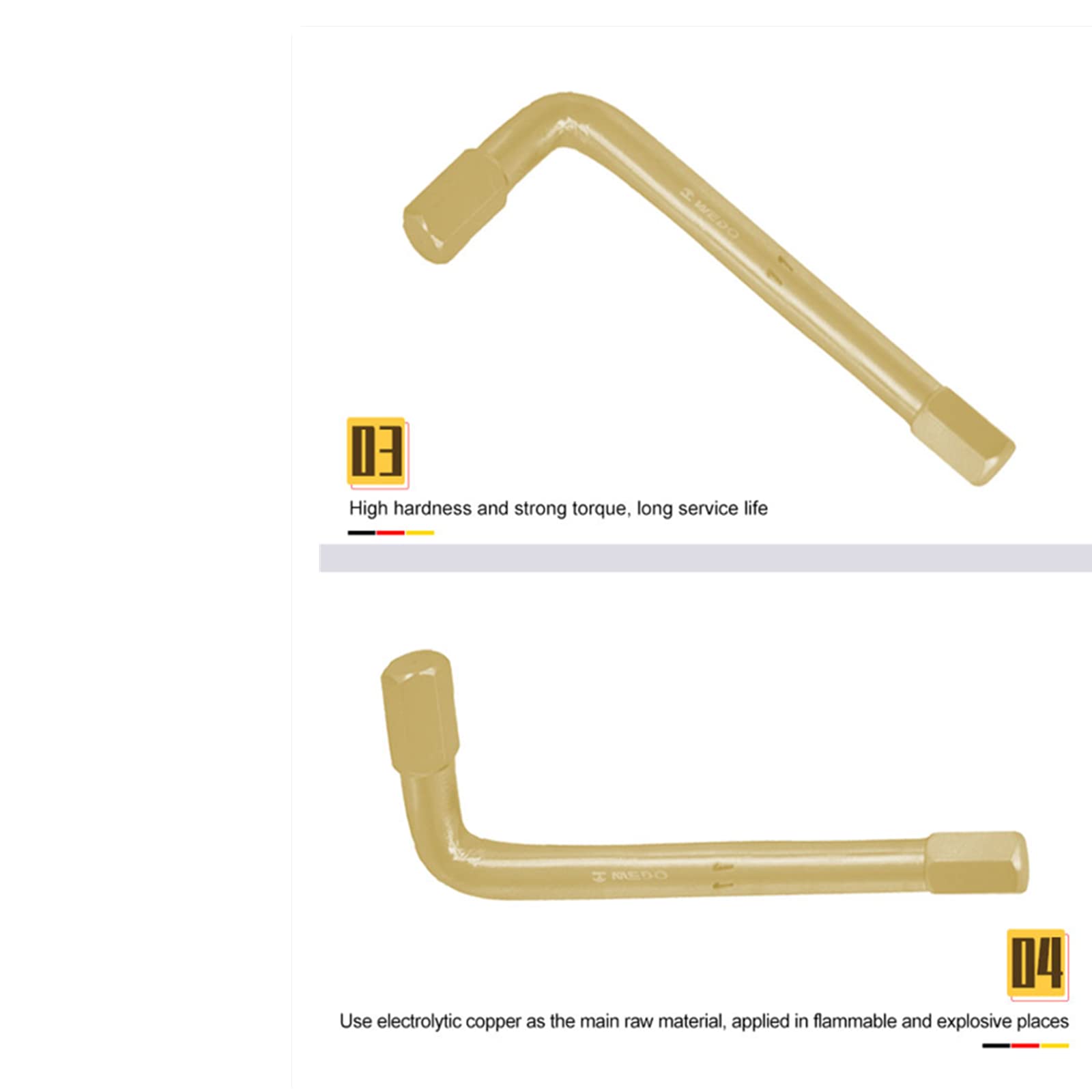 WEDO Llave hexagonal sin chispas, llave de seguridad sin chispas, bronce de aluminio, estándar DIN, certificado BAM y FM de 0.5 pulgadas, 13 mm de ancho