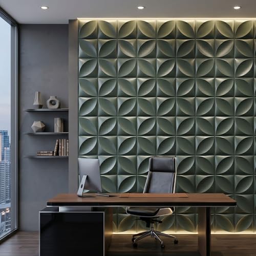 Image of Kayra Decor Wall Panels for Bedroom Butterfly Design Olive Green Color 19.7 inch x 19.7 inch (Pack of 12) - Covers 32.34 Sq. Ft.