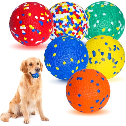 6 Pack Dog Balls for Aggressive Chewers Indestructible 2.75 Inch ETPU Pet Toys Soft Bouncy Floating Tennis Balls for Training Fetch & Water Play for Small Medium Large Dogs & Strong Chewers.