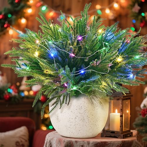 Norfolk Pine Stems, 16 Pcs Real Touch Pine Branches with Lights C...