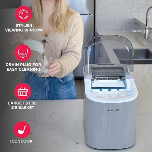 Image of FRIGIDAIRE EFIC189-Silver Compact Ice Maker, 26 lb per Day, Silver