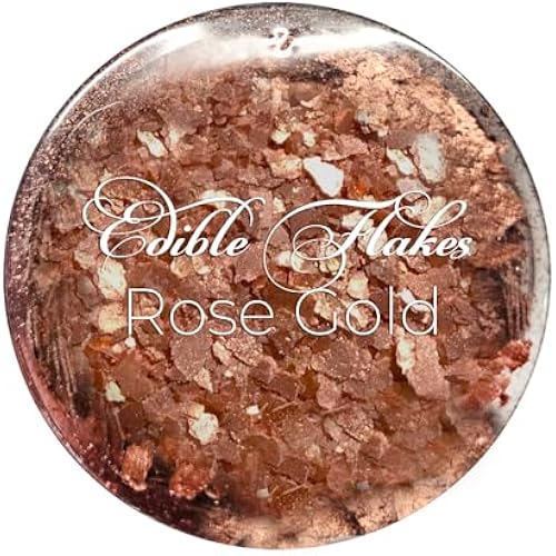 Rose Gold Food Grade Edible Flakes for Decorating Cakes, Cupcakes, Cookies, Desserts and Other Baked Goods (6-grams)