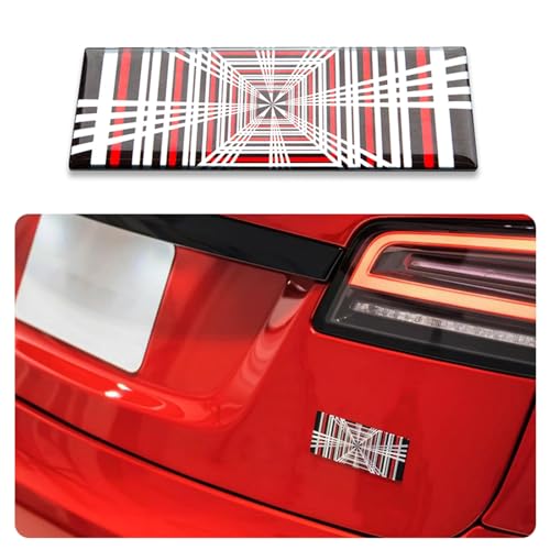 Image of Plaid Badge Sticker for Tesla Model 3 Y S X Cybertruck, Space Tunnel Emblem Sticker Performance Exterior Rear Trunk Accessories