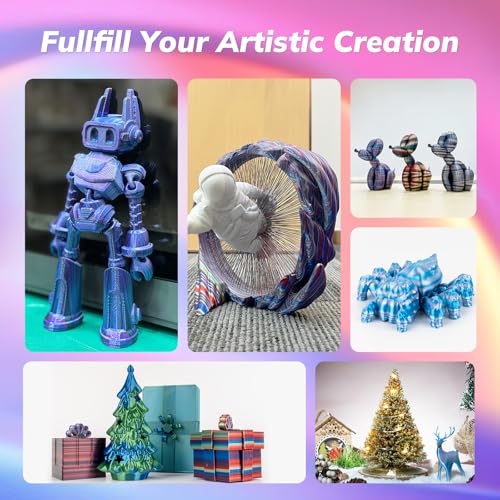 Image of AMOLEN Silk PLA 3D Printer Filament, Shiny Multicolor Rainbow PLA Filament 1.75mm, Fast Color Change PLA 3D Printing Filament for Most FDM 3D Printer, 1kg (2.2lbs), Blue Pink YellowGreen