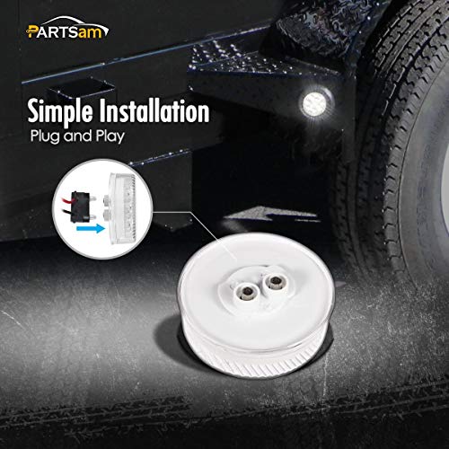 image for Partsam 2Pcs 2.5 Inch Round White Led Side Marker and Clearance Lights
