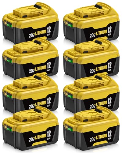 Sunmokite 8Packs 12.0Ah Lithium Replacement Battery for Dewalt Compatible with Dewalt 20V Max Battery and 20 Volt Cordless Power Tools