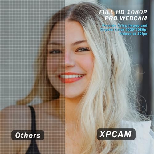 Image of XPCAM HD 1080p Webcam with Microphone,USB Web Camera for Computer PC Laptop | PC Webcam with Cover /Tripod,110FOV Wide Angle,Plug&Play Streaming Computer Camera for Laptop Mac Zoom,Teams,Twitch Gaming