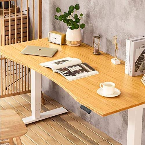 VWINDESK - Mesa De Escritorio De Bambú Natural, A Juego Con Marco De Escritorio Eléctrico Ajustable, Duradero, Sostenible, Respetuoso Con El Medio Ambiente Y Hermoso (72 X 76 X 2,5 Cm) ángulo
