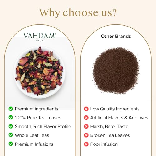 Image of VAHDAM Blooming Rose Black Tea (3.53oz|50+ Cups) Black Tea with Rose Petals