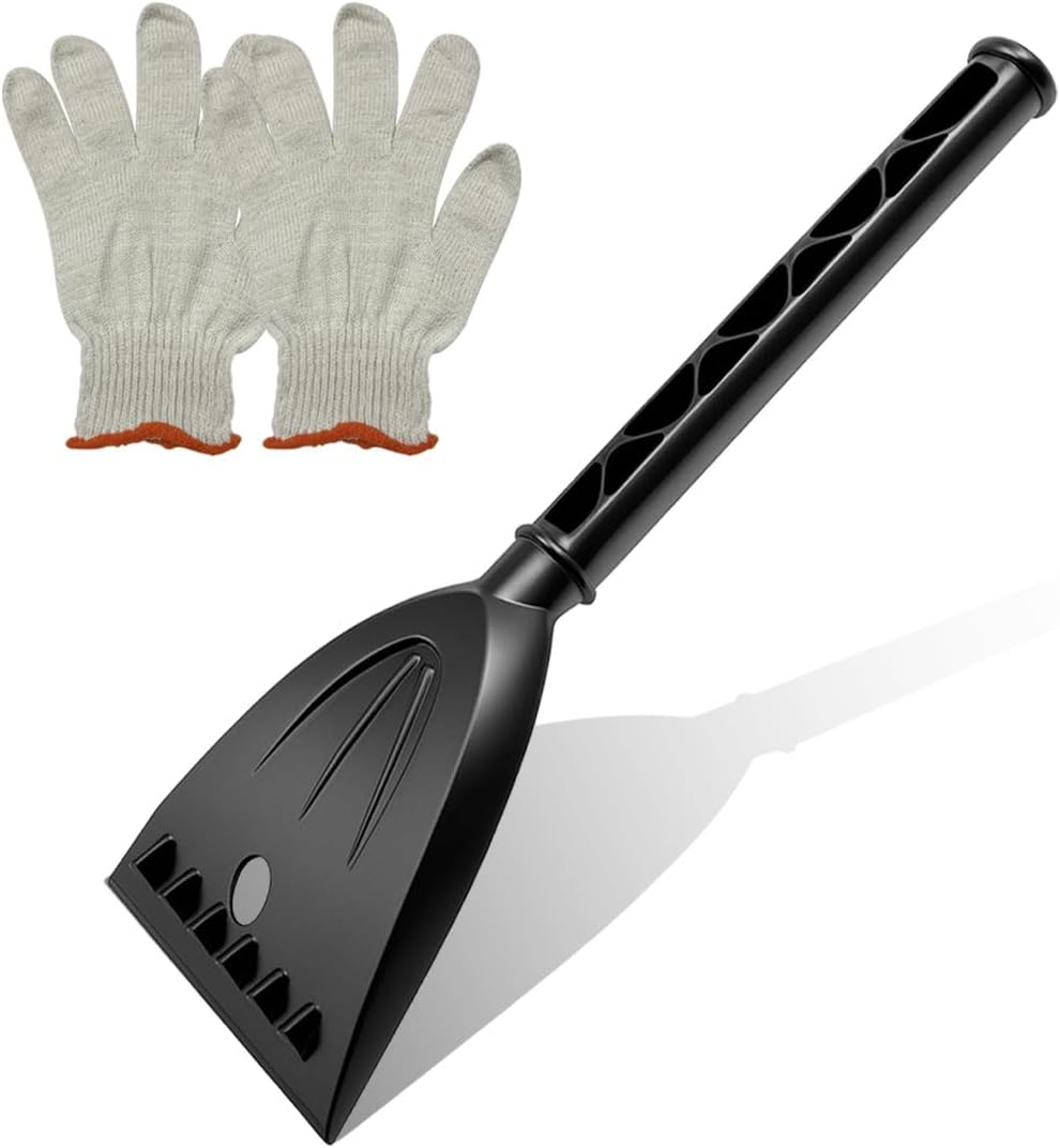 Ice Scrapers for Car Windshield with Glove, Multifunctional Winter Snow Cleaning Tool with Ergonomic Handle, Anti-Scratch Window Frost Removal Tool for Cars, Trucks, SUVs (1Set)