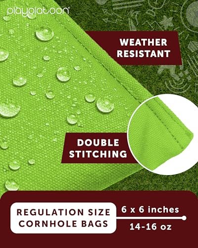 Image of Play Platoon Cornhole Bags Weather Resistant- Set of 8 Regulation Bean Bags for Tossing- Official Professional Size & Weight Corn Hole Bags Two Color All Weather Cornhole Beans Bag Set with Tote Bag