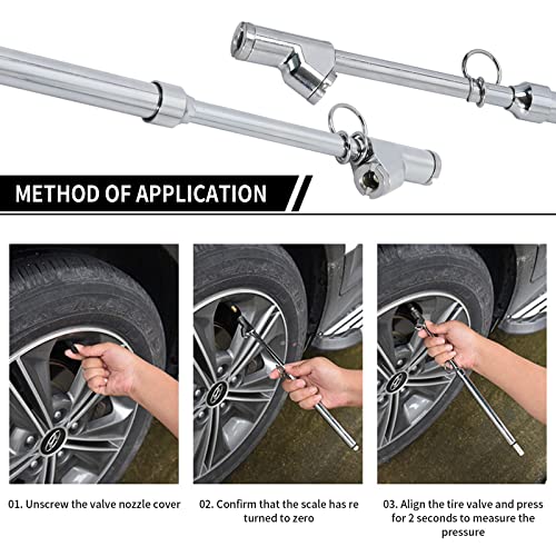 Image of Hoypeyfiy 5 PCS Dual Head Heavy Duty Tire Pressure Gauge AUTO Air Pressure Gauge10-150PSI 100-1000KPa Universal Tire Guage Pressure Reader for Truck Car SUV RV ATV Bike Motorcycle