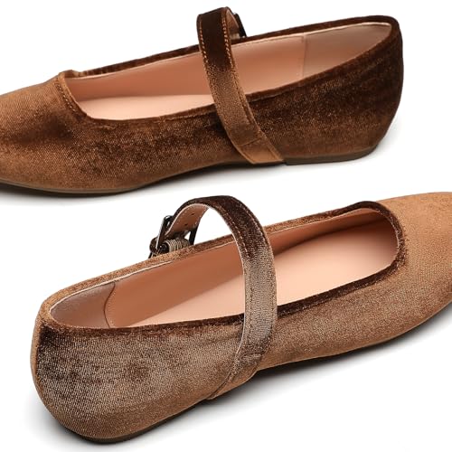 Image of Trary Mary Jane Shoes Women Woven Flats for Women Dressy Ballet Flats Squared Toe Mary Jane Flats Shoes