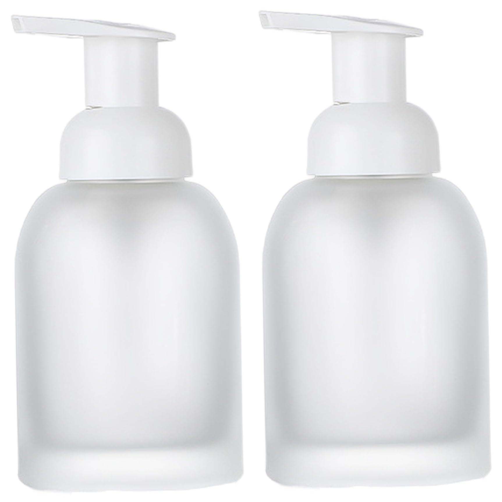 Hoveeluty White 2Pcs Glass Foaming Soap Dispenser, 250Ml/15Oz, Leakproof & Non-Slip, Refillable & Eco-Friendly, Versatile Use, Generous Capacity, Bathroom & Kitchen