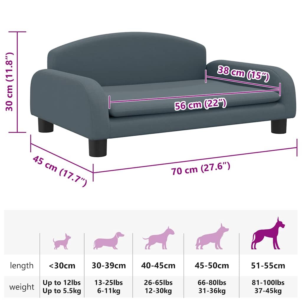 Cuccia per cani, 70 x 45 x 30 cm, divano in legno e tessuto