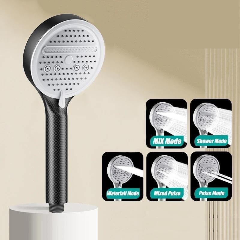 Soffione doccia regolabile, soffione a pioggia a 8 modalità, soffione doccia a portata elevata, miscelatore doccia ad alta pressione per risparmio idrico(Black)