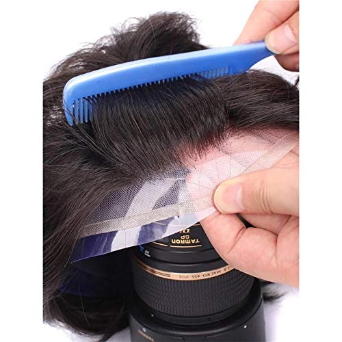 Glorious Hub® Lace Front Men’s Hair Patch | 100% Human Hair Wig with Natural Invisible Hairline | Comfortable Durable Toupee/Hair System | Attach with Tape, Clips or Glue | (Natural Black, 9x6) 2