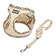 DORAMIO Hundegeschirr Kleine Hunde mit Leine, Step-in Geschirr Reflektierend Atmungsaktiv Brustgeschirr Anti Zug Sicherheitsgeschirr Katzengeschirr für Kleine Hunde, Katzen (Beige, S)