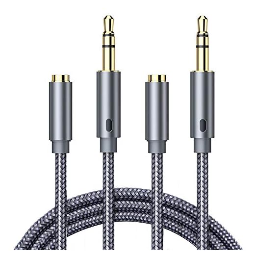 Headphone Extension Cable, Goalfish 3.5mm Extension Audio [2-Pack, 6.6ft] Male to Female Aux Adapter Hi-Fi Sound Stereo Extender Cord for Headset, iPhone, iPad, Smartphones, Tablets & More (Grey)