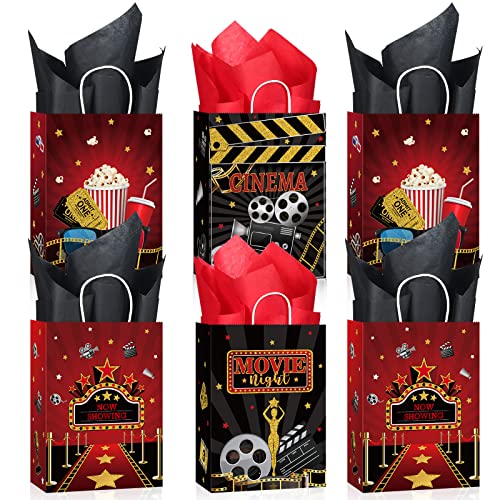 Funrous 24 Pcs Movie Night Party Bags with Tissue Papers Movie Favor Bags...