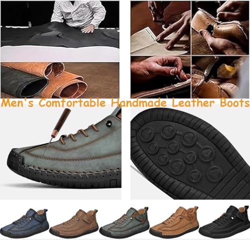 Mens Hiking Boots,Men's Leather Handmade Platform Shoes Ankle Chukka Boots,Non-Slip Arch Support Waterproof Hiking Shoes3