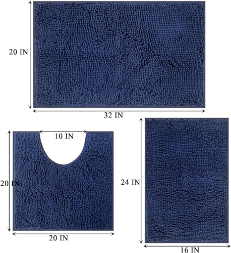 UHOUSEST Badematte rutschfest, Weicher Badezimmerteppich-Wasserabsorbierend Badematte, Maschinenwaschbar Badvorleger, für Badewanne und Toilette-Darkcyan 3 Stück – Bild 4