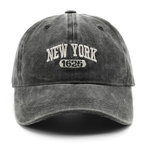 Image of New York Hat Washed Baseball Cap Unisex Sun Hat Adjustable Trucker Cap