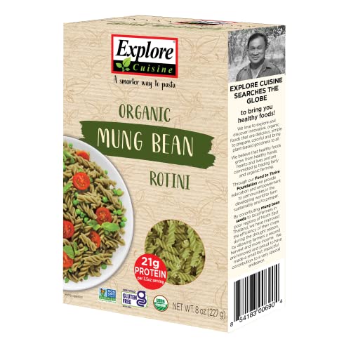 EXPLORE CUISINE Organic Mung Bean Rotini (6 Pack) - 8 oz - Easy to Make Gluten-Free Pasta - High in Plant-Based Protein - USDA Certified Organic, Non-GMO, Vegan, Kosher - 24 Total Servings EXPLORE CUISINE Organic Mung Bean Rotini (6 Pack) - 8 oz - Easy to Make Gluten-Free Pasta - High in Plant-Based Protein - USDA Certified Organic, Non-GMO, Vegan, Kosher - 24 Total Servings