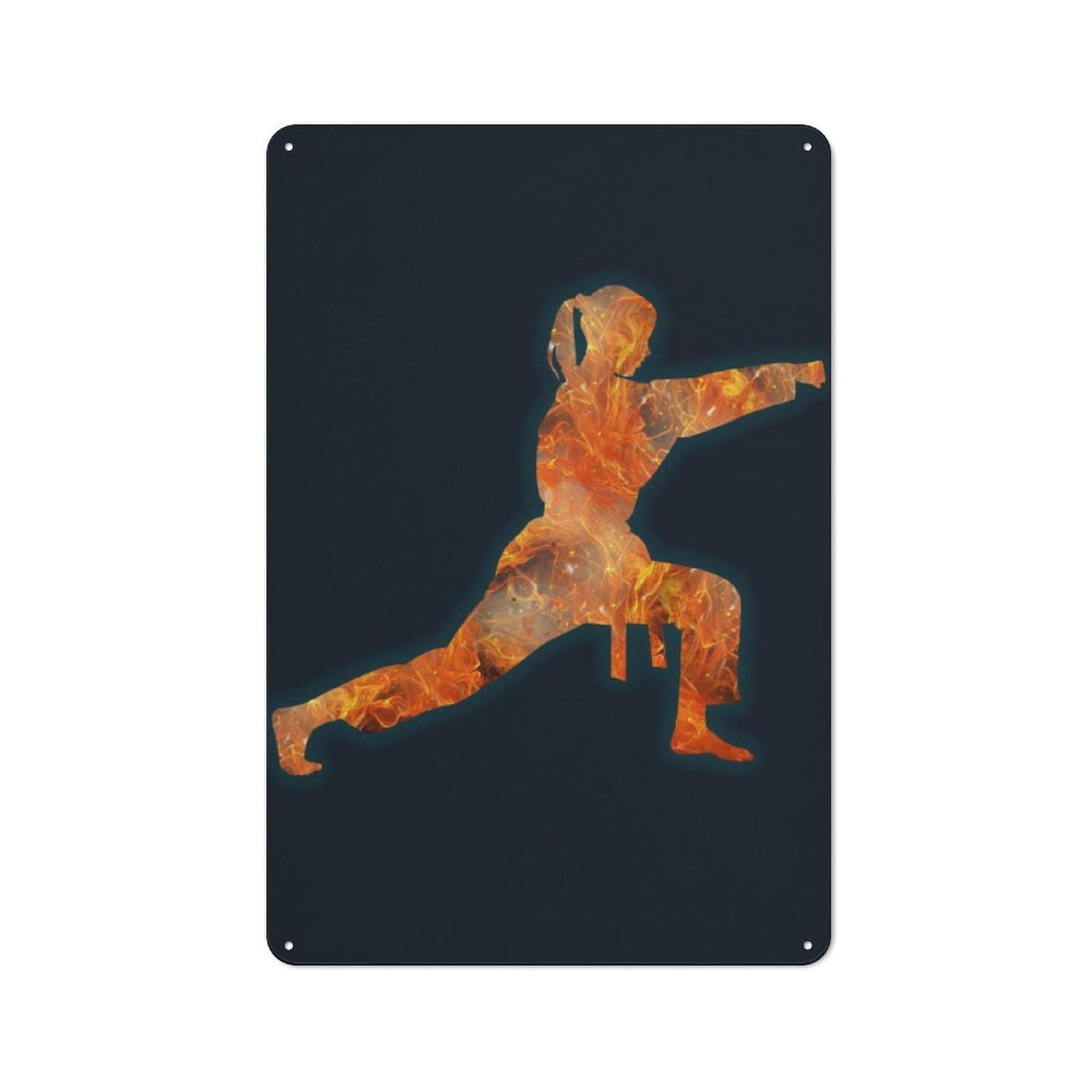 Junmoney Practice Martial Art Fire Vintage Tin Sign 30X20cm With For Guest Room Or Hallway, For Themed Room Decoration, For Vintage Wall Decor Fans