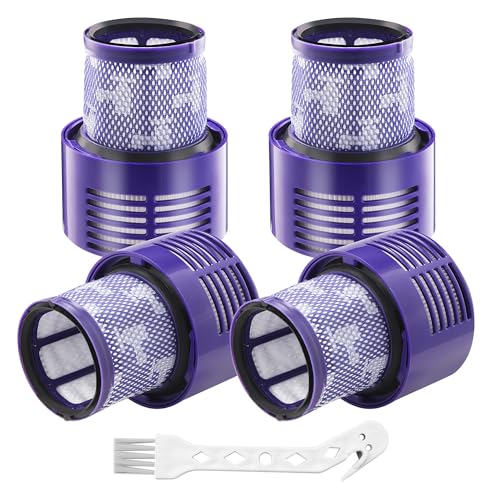 Paquete de 4 filtros HEPA con cepillo de limpieza para Dyson V10 SV12, V10 Cyclone Series, V10 Absolute, V10 Animal, V10 Total Clean. Para filtro Dyson v10 puede filtrar eficazmente el aire