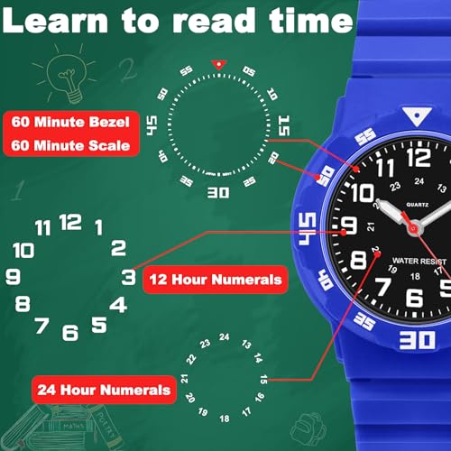 CKV Kids Analog Watches for Girls Boys Children Watches with Luminous Easy to Read Learning Time, Soft Band, 30M Waterproof Child Watch, Great Birthday Gifts for Ages 3-12 Kids3