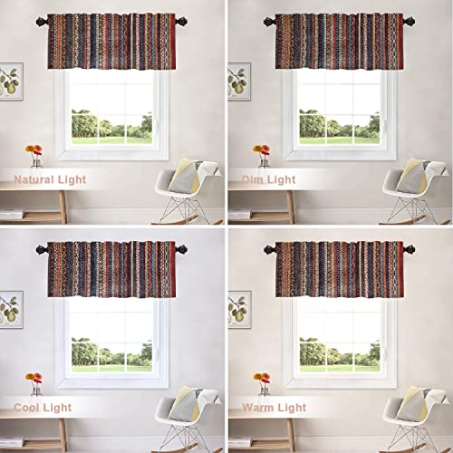 Shrahala Brown Persian Turkish Floral Kitchen Valances, Orange Red Oriental Carpet Half Window Curtain Window Treatment Multilayer Polyester Blackout For Living Room Bathroom 52 X 18 In #TOP5