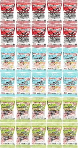 Colección de Dulces Suecos de Carreras – Regaliz Salado, Frutas Ácidas y Mezcla de Fresa (30 paquetes / 1,5 kg) Caja Söpösöpö (SOPOSOPO)