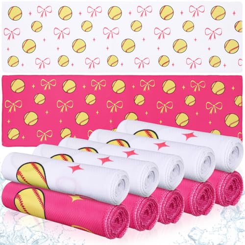 Moukeren 12 Pcs Softball Cooling Towels Softball Party Favor 30x9 Microfiber Breathable Chilly Ice Towel Sweat Rag for Sport Team Gift Bulk