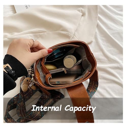 Bootara Bucket Bag, Vintage Fashion Crossbody Bag With Adjustable Wider Shoulder Strap, with Cute Rabbit Pendant4