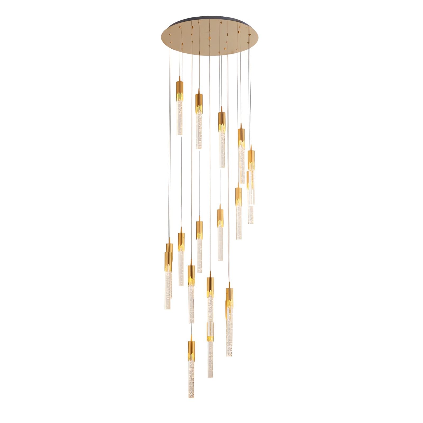 SXECAEPS Modern creative chandelier Modern Living Room 18-Light Gold Crystal Ceiling Pendant Lights LED Dimmable 90W Staircase Large for Entryway Lobby Foyer High