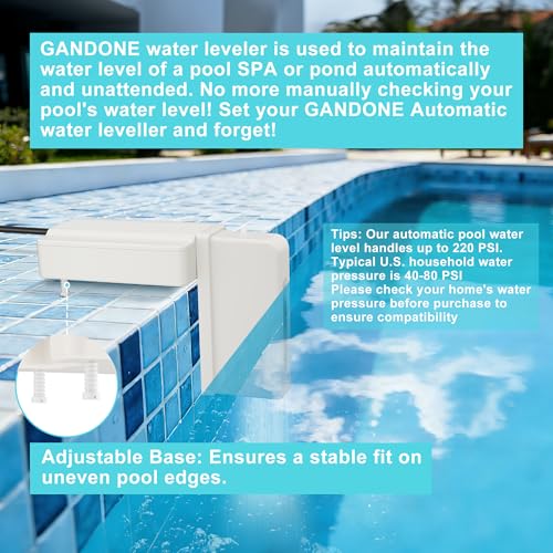 GANDONE Pool Water Leveler Auto Fill, Automatic Pool Filler for Water Level Control, Auto Refill Kit for Swimming Pools, SPA, Pond (Grey White)