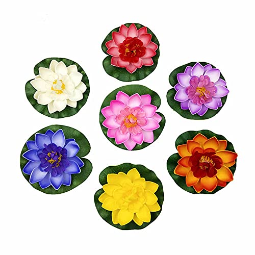 XIZHI 7 Pcs Artificial Floating Foam Lotus Flower with Water