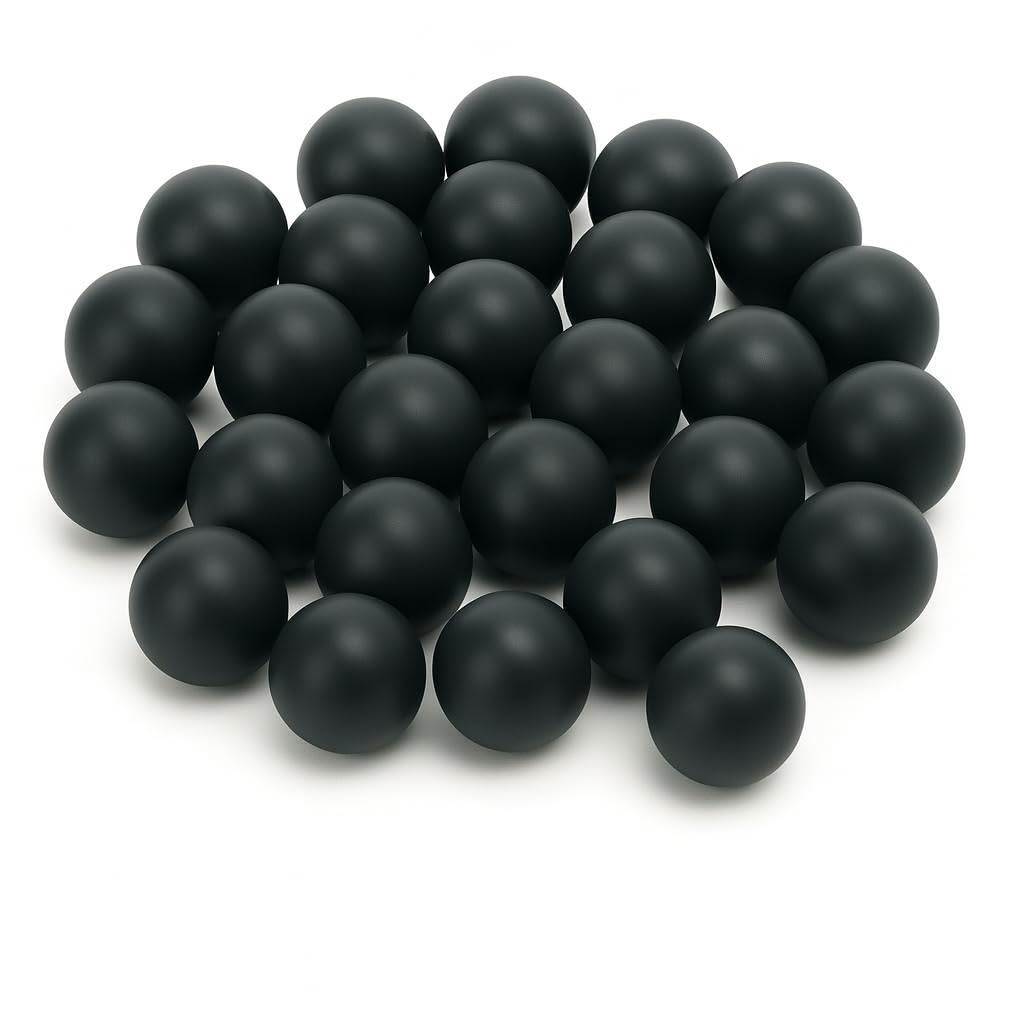 A.C.I.L. 100 x Hard Nylon Precision Balls – .68 Caliber Reusable Training Balls for Target Practice & Marker Compatibility – Durable Solid Nylon Spheres (Black)