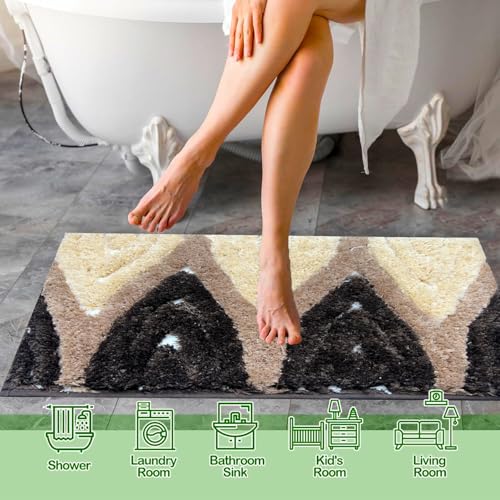 Image of Venice Soft Microfibre Solid Mat for Office /Floor /Home /Bathroom /Bedroom /Kitchen (40x60 cm) 2000 GSM Super Absorbent Anti-Skid Bath Mats (Pack of 1) Coffee