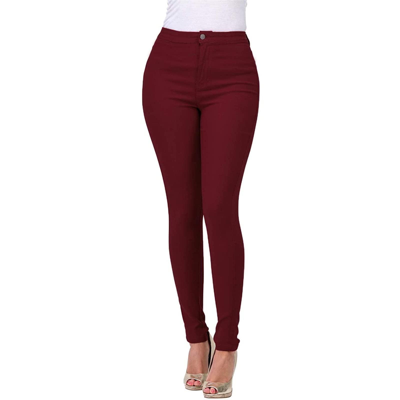 ZYXTIM Womens High Wasit Stretchy Pants Sexy Butt Lifting Skinny Tummy Control Comfy Pull-On Colored Soft Casual Work