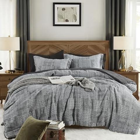 MaiRêve Charcoal Grey California King Comforter Set, Cozy& Lightweight Bed in A Bag Oversized King Comforter, All Season Cal King Comforter Set with Comforter, Fitted Sheet, Flat Sheet 108"x 92" Cover