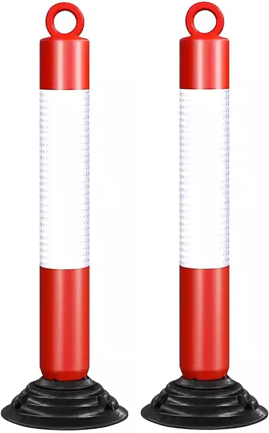 Coni di sicurezza stradale neator Post Cone 80cm Alto Segnale riflettente di pericolo per vialetto, Dissuasore flessibile in plastica per il controllo della folla in parcheggio BER (Nero)