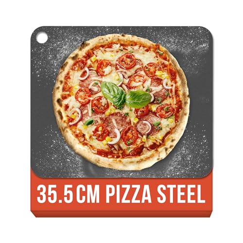 Chef Pomodoro Pizza Steel for Oven 14 Inch 1/4 Inch Thick Baking Steel for Oven Grill Sourdough Bread Baking Stone for Oven with Lifting Holes 14 X 12 (35.6 x 30.5 cm)
