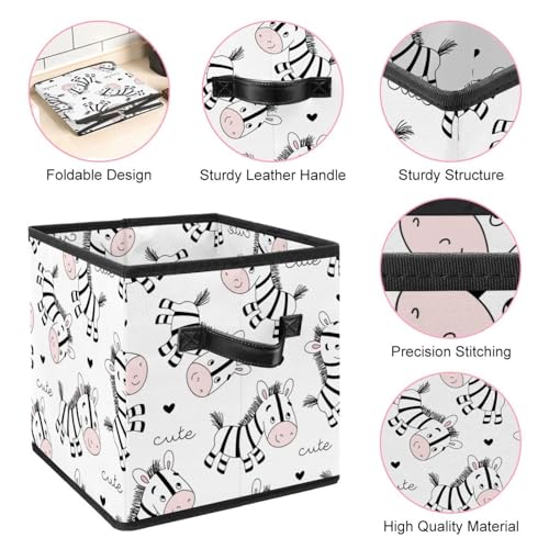 Bacs avec poignées et boîte de rangement pliable zèbre pour désencombrer la maison
