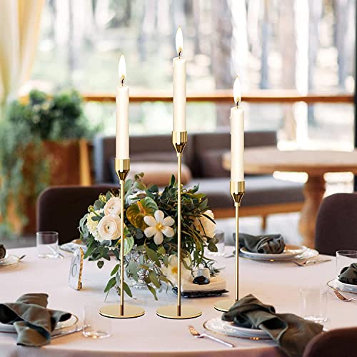 Ahpuhtan QW-1 Gold Taper Candle Holder Set Of 6, Brass Gold Tall Candlestick Holders, Metal Vintage Candle Stickers Long Holder Set, Pillar Decorative Candle Holder Fits 3/4 Inch Candle thumb #5