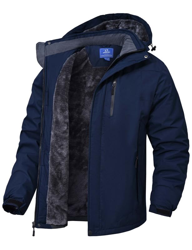 Zzkouine Impermeabile Giacca Da Montagna In Pile Da Uomo Giacca Da Sci Calda Multi-Tasche Adatto Per Sport Invernali E Attività Outdoor In Montagna Antivento Impermeabile E Traspirante